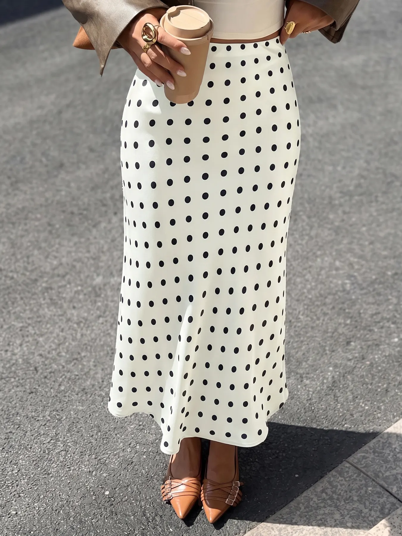 Polka Dot Midi Skirt
