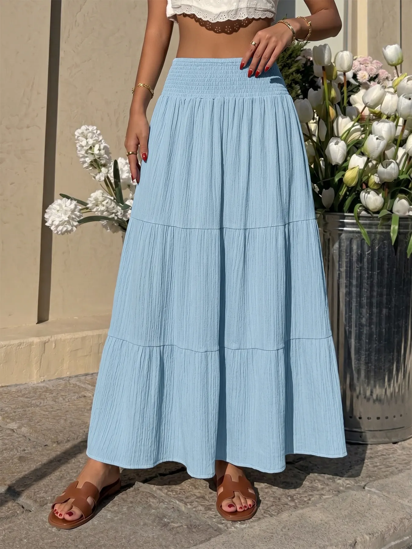 Tiered Flowy Maxi Skirt